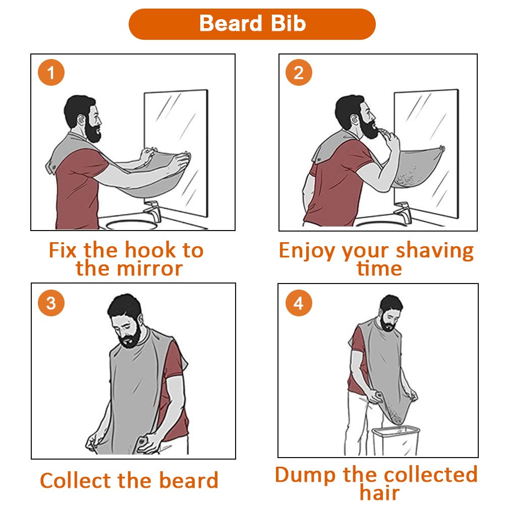 ztarraum Beard Bib Beard Apron, Beard Gather?Shaving and Trimming, Non-Stick Grooming Cloth with 2 Suction Cups, Best Gifts for Men,Valentine's Day Beauty and Personal Care ztarraum