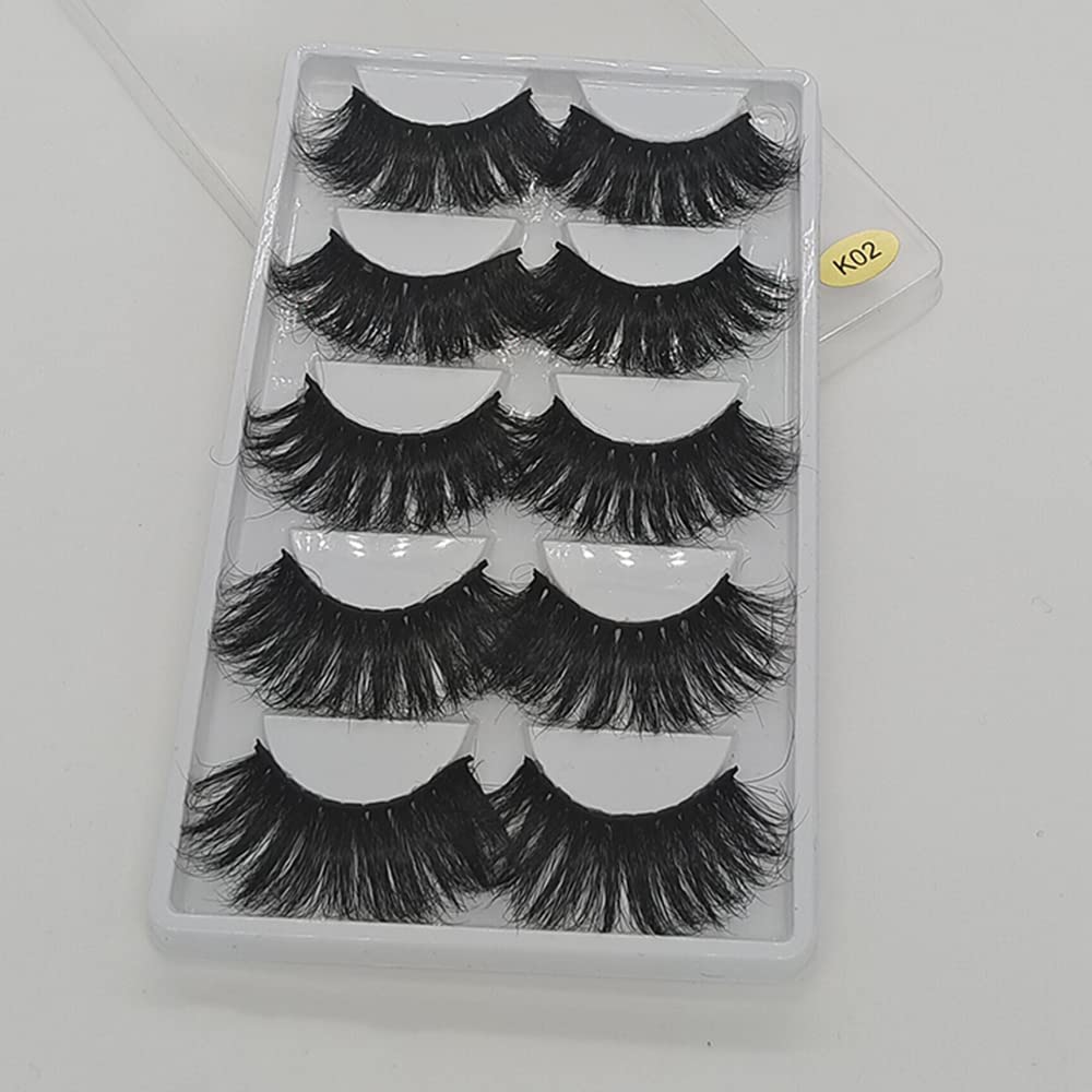 5 Pairs 3D Mink Lashes Natural Fluffy False Eyelashes 25mm Long Strip Lashes Handmade Cruelty-Free Fake Eyelashes for Makeup (K02) Beauty & Personal Care Xuanli