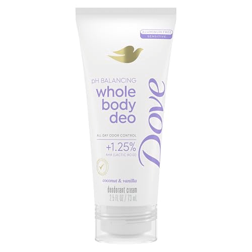 Dove Whole Body Deo Aluminum Free pH Balancing Cream Deodorant Coconut & Vanilla for 72h Odor Control 2.5 oz Beauty and Personal Care Dove