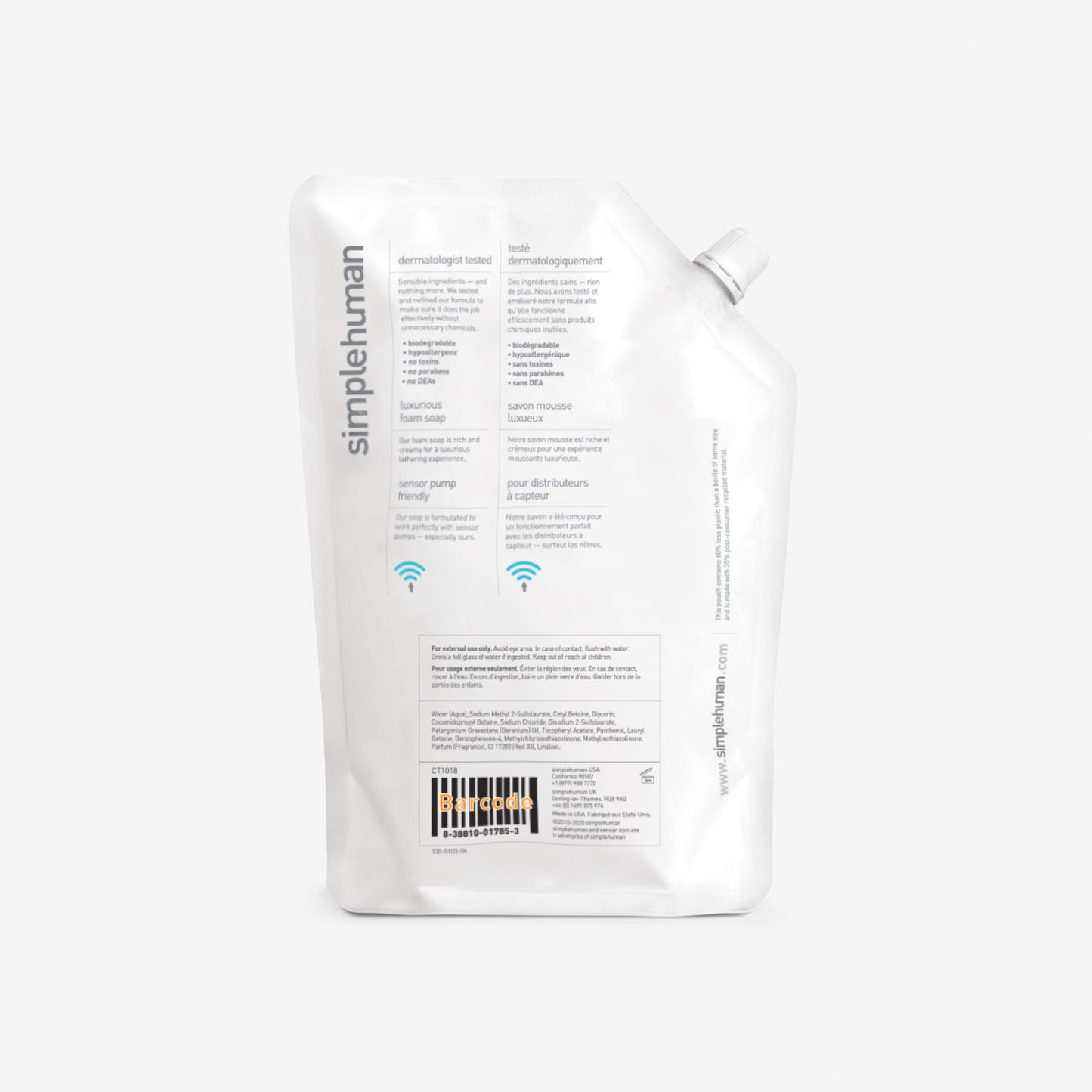 simplehuman Geranium Moisturizing Liquid Hand Soap Refill Pouch, 34 Fl. Oz, Pack of 6 Beauty & Personal Care simplehuman