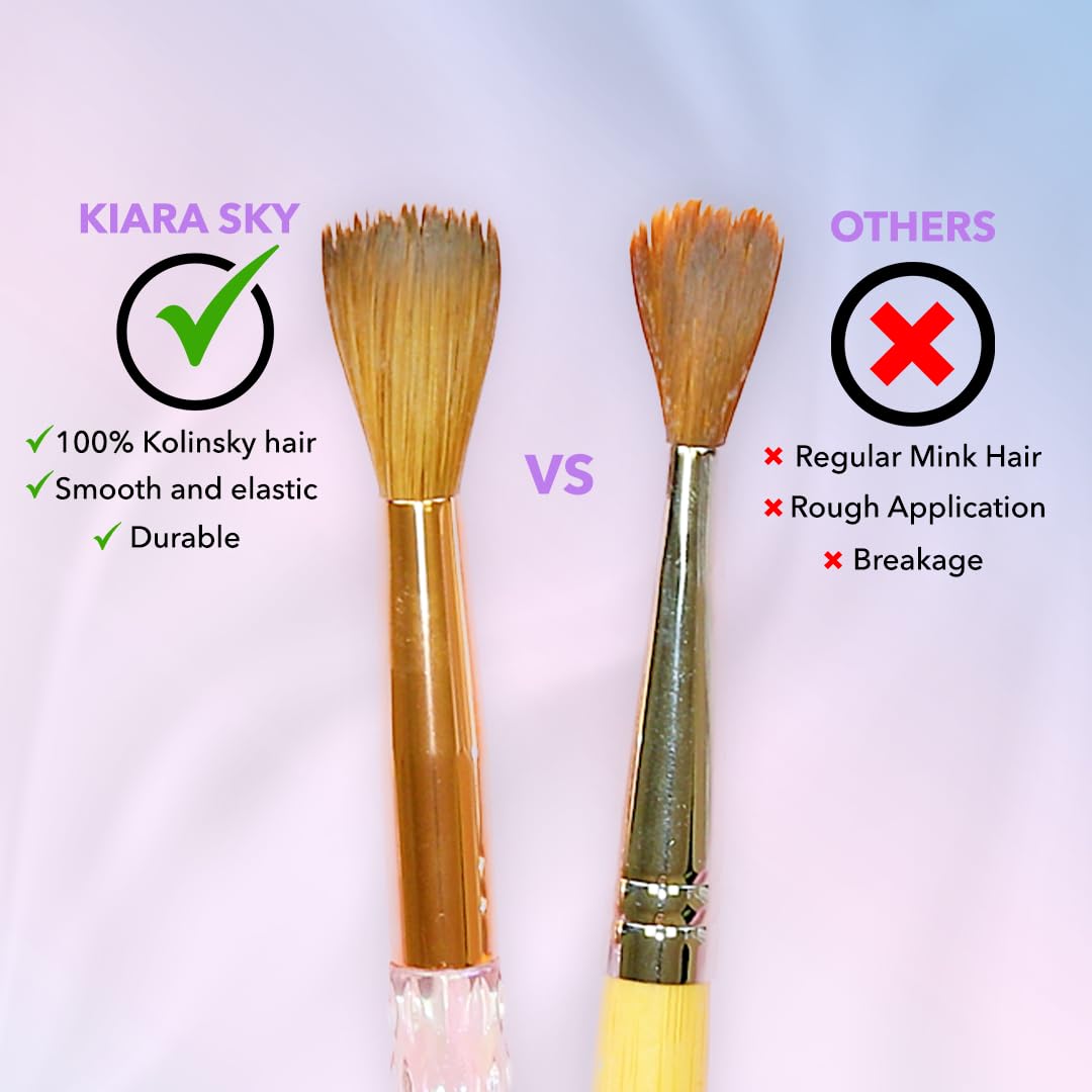 Kiara Sky Acrylic Brush #8 - Clear | 100% Pure Kolinsky | Crystal Cut Handle and Acetone Resistant Beauty & Personal Care KIARA SKY