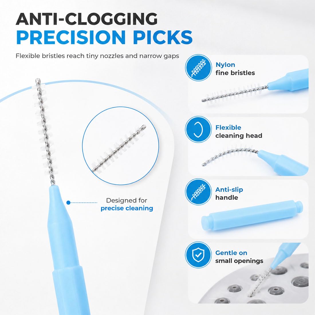 Shower Head Cleaning Brush for Small Holes, Anti-Clogging Showerhead Cleaner Tool, Tiny Crevice Brushes for Unclogging Bathroom Nozzle, Phone Port Beauty and Personal Care Gugliet