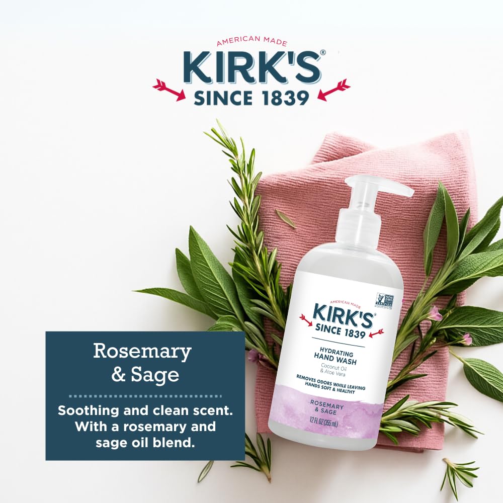 Kirk's Hydrating Hand Wash - Made with Coconut Oil and Aloe Vera, With Odor Neutralizing Technology To Help Eliminate Odors, Non-GMO, Vegan, Rosemary Beauty & Personal Care Kirk's