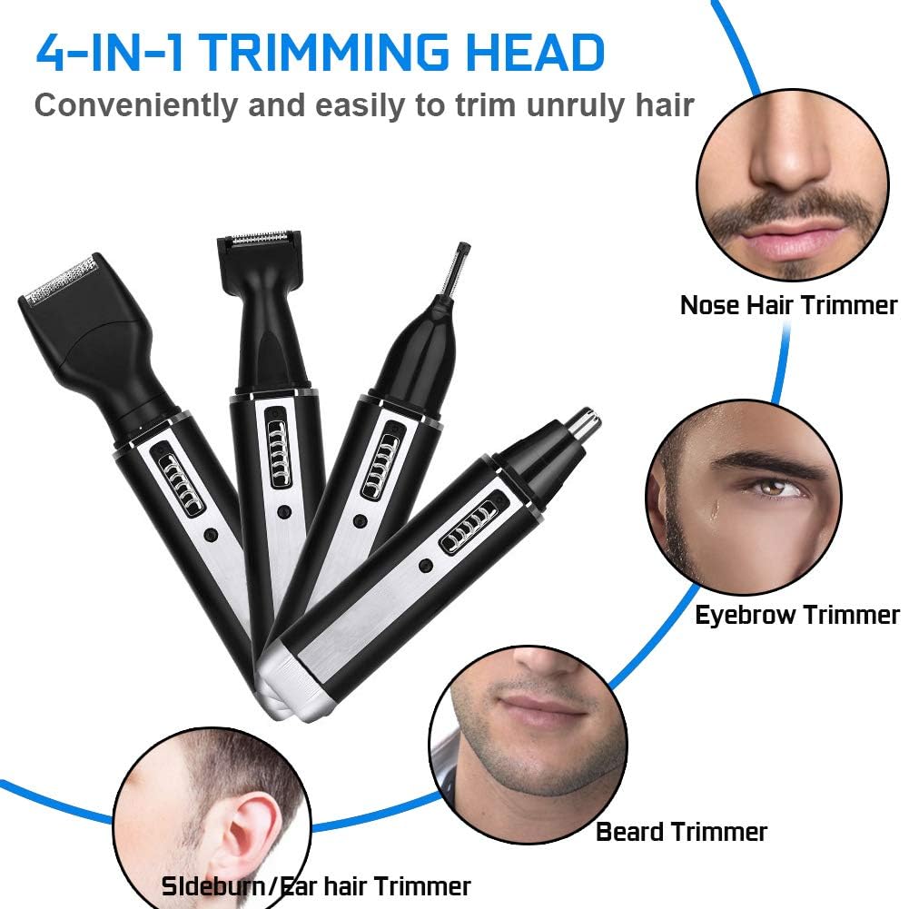 Ginity 2024 USB Rechargeable Nose Hair Trimmer for Men Women,4 in 1 Painless Eyebrow & Facial Hair Trimmer with Powerful Motor and Dual-Edge Blades Beauty and Personal Care Ginity