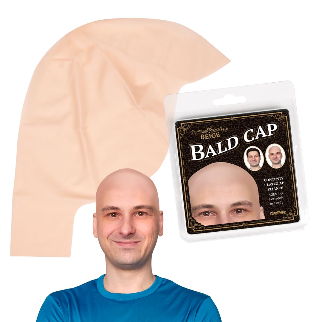 Kangaroo Realistic Beige Latex Bald Cap for Men & Women for Halloween Party