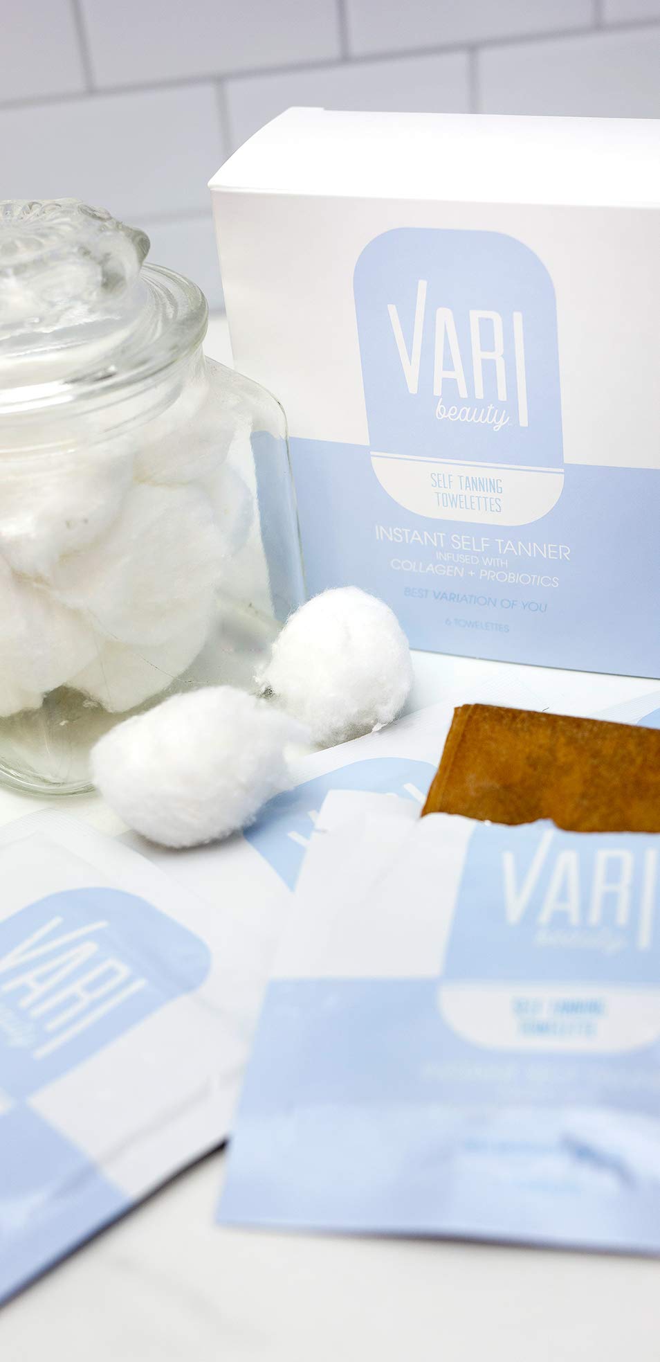 Vari Beauty Self-Tanning Towelettes (4" x 4") with Collagen and Probiotics | Imparts an Off-the-Beach Bronze Look | Quick Drying and Streak Free | Beauty & Personal Care Australian Gold