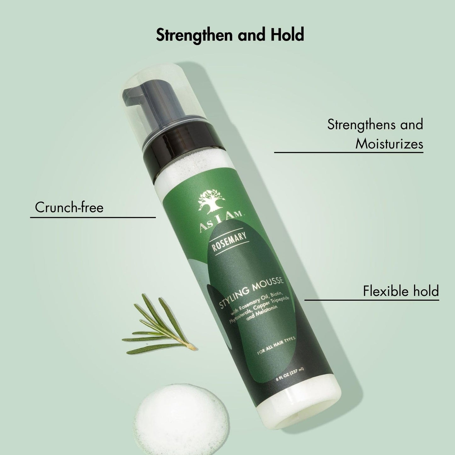 As I Am Rosemary Styling Mousse 8 Fl Oz (237 ml) - with Biotin & Saw Palmetto Beauty & Personal Care As I Am