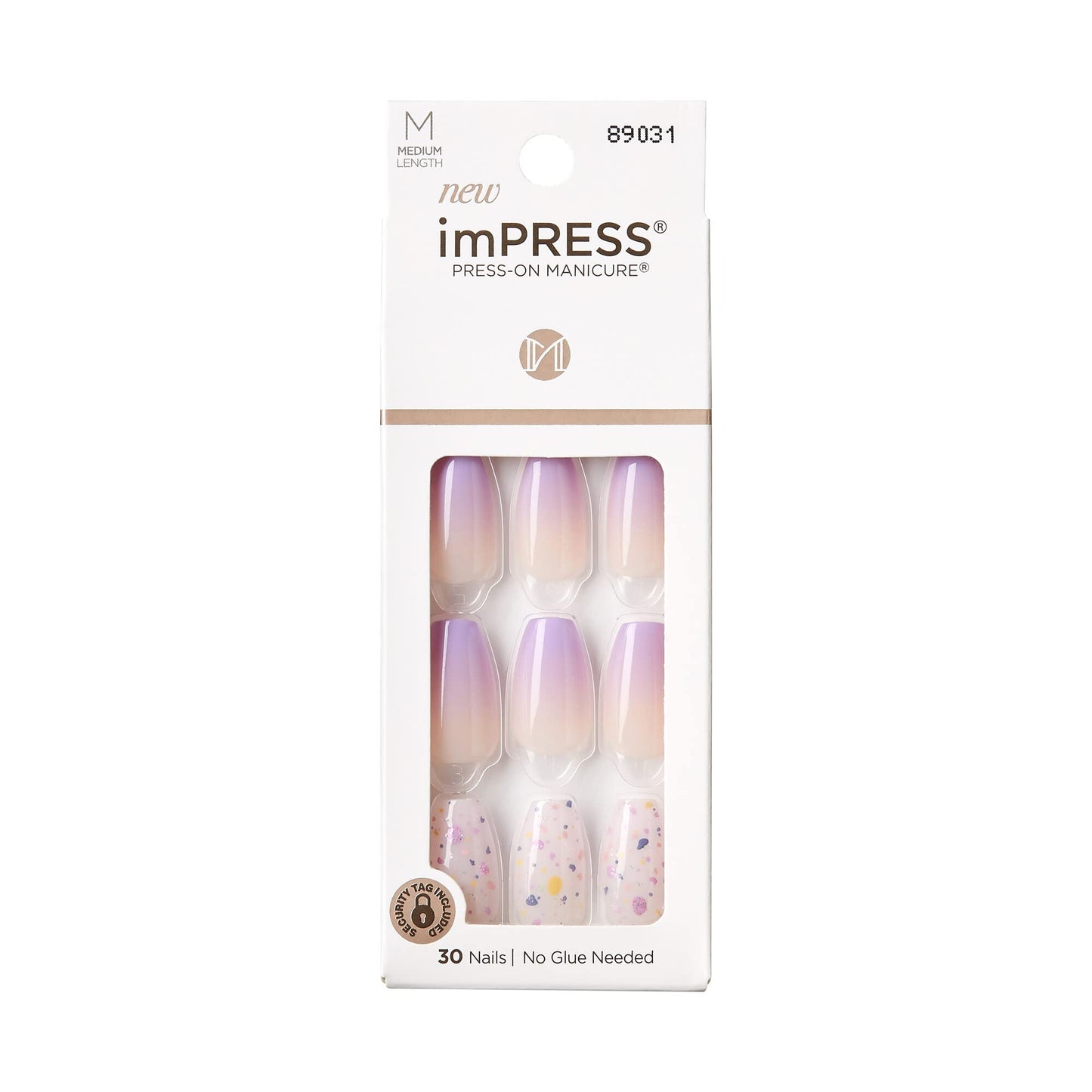 KISS imPRESS No Glue Mani Press On Nails, Design, 'All I Want', Purple, Medium Size, Coffin Shape, Includes 30 Nails, Prep Pad, Instructions Sheet, 1 Beauty & Personal Care imPRESS