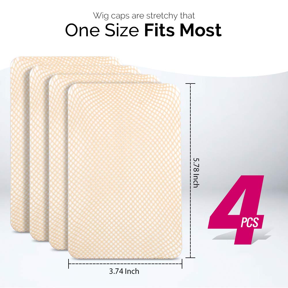 FANDAMEI Wig Cap, 4PCS Light Brown Mesh Wig Cap Net, Closed End Hair Mesh Net Wig Caps, Liner Weaving Caps for Women, Men, Kids Beauty and Personal Care Fandamei