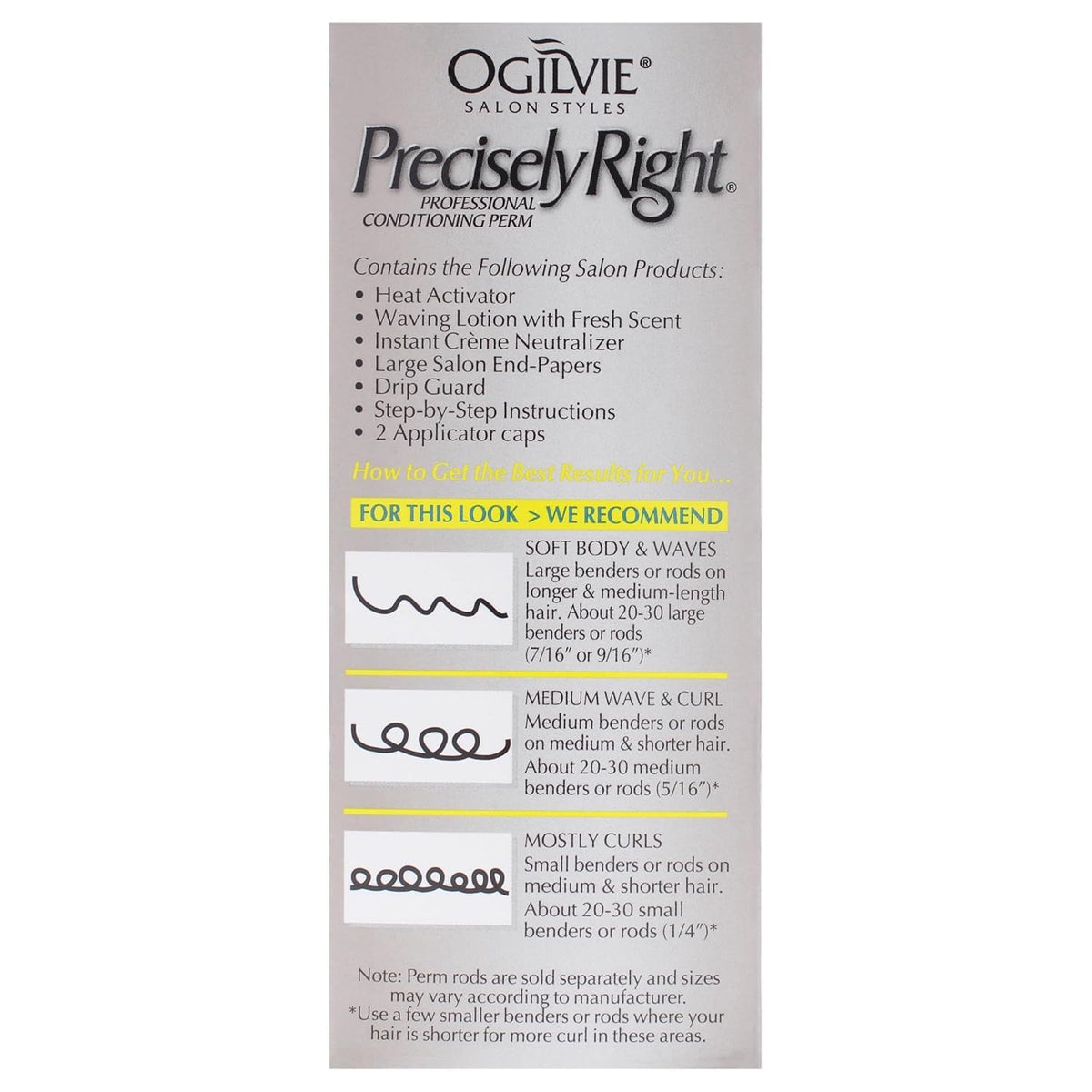 Ogilvie Salon Styles Precisely Right Professional Conditioning Home Perm Kit for Men & Women - For Normal or Hard-to-wave Hair - Heat-activated