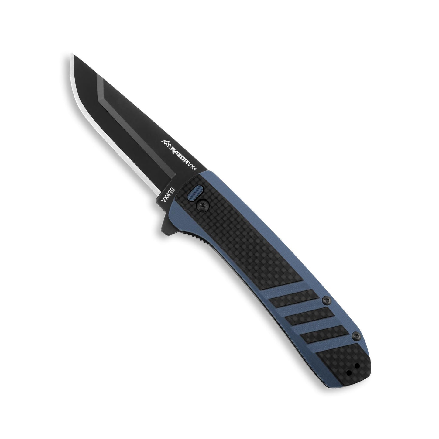 OUTDOOR EDGE Razor VX4 - Carbon Fiber Over Blue G10 with Black Drop Point - Replaceable Blade EDC Folding Pocket Knife - 3" Blade, Ceramic Ball Beauty and Personal Care OUTDOOR EDGE