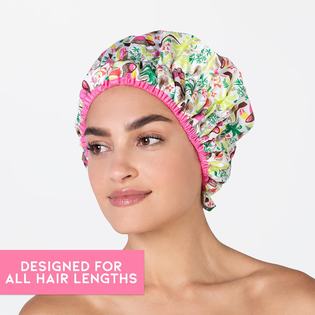 Reusable Bath & Shower Cap Lined, Oversized Waterproof Shower Caps Large Designed for all Hair Lengths with PEVA Lining & Elastic Band Stretch Hem Beauty & Personal Care Betty Dain