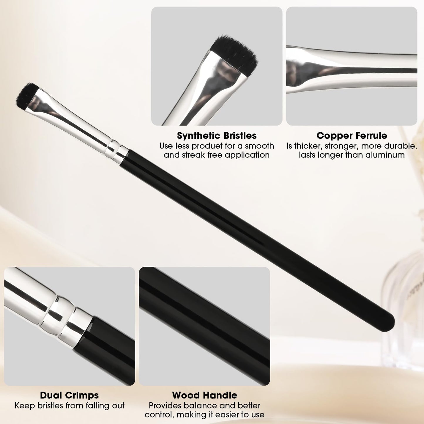 UltraShort Eyeshadow Smudge Brush, Makeup Brush High-End for Creasing & Cat Eye Makeup (E303) Beauty & Personal Care JEZTDKLE