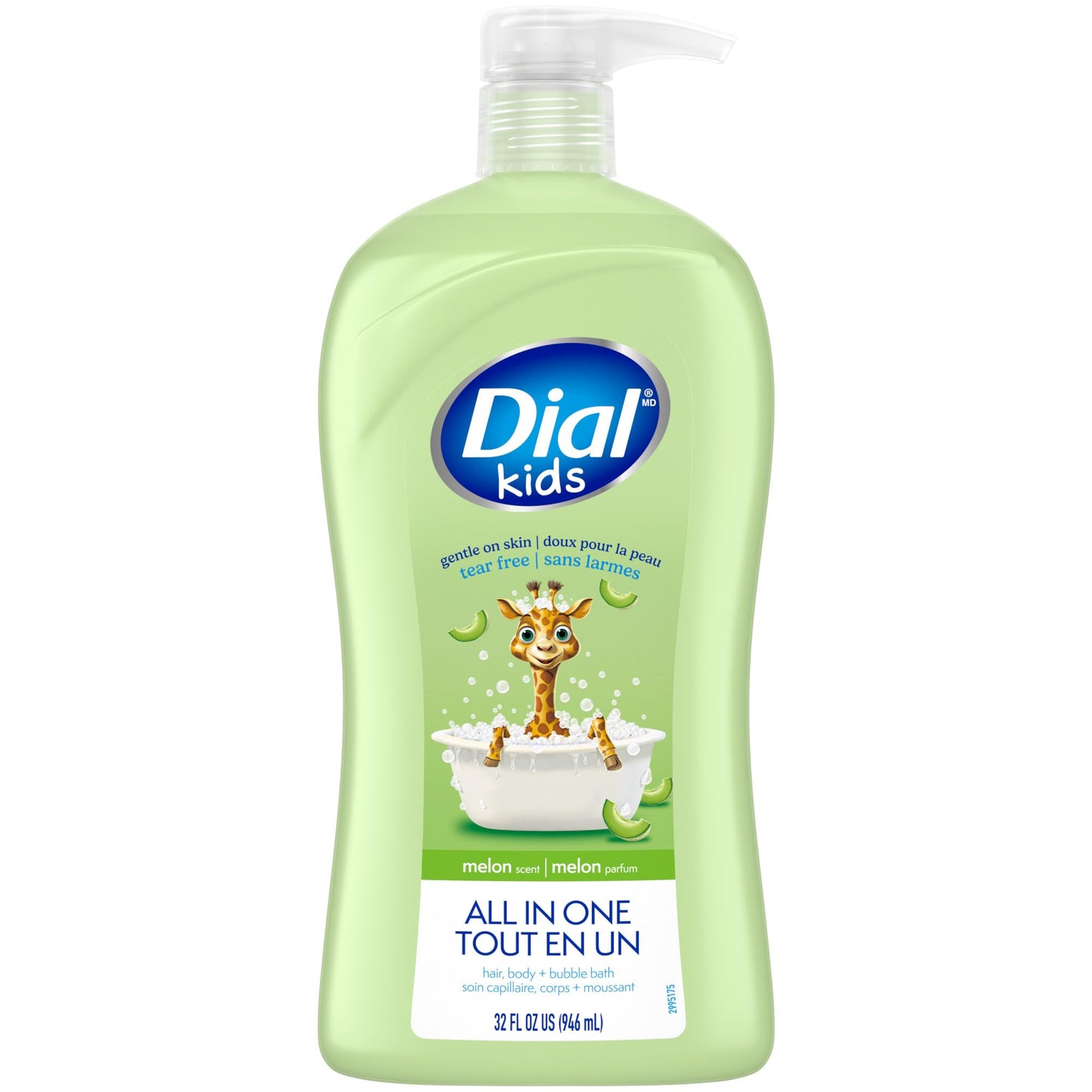 Dial Kids All-in-1 Body Wash + Hair + Bubble Bath, Melon Scent, 32 Fl Oz, Hypoallergenic Body Wash & Shampoo, No Tears Formula for Kids 2+ Years, No Beauty & Personal Care Dial