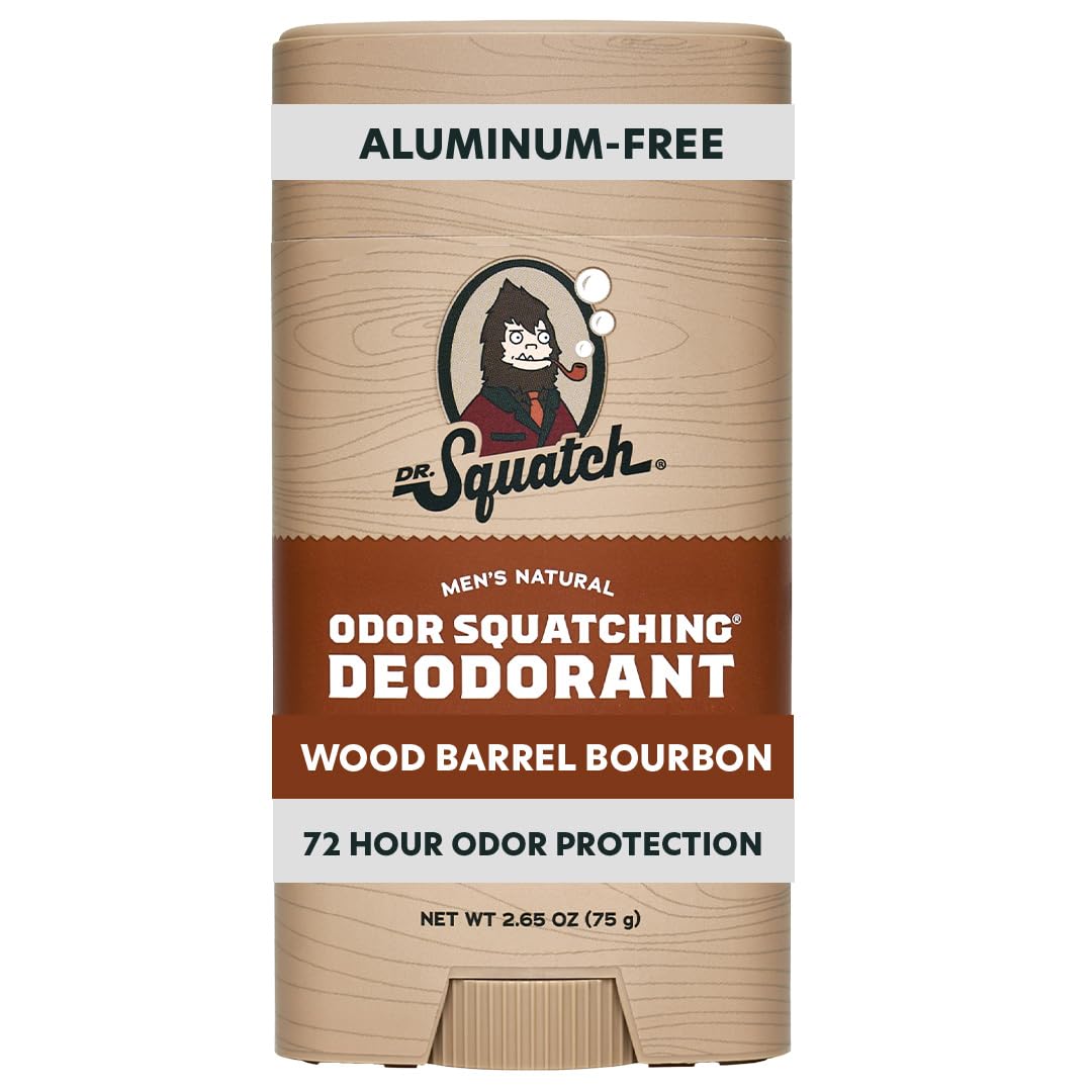Dr. Squatch Natural Men’s Deodorant - Aluminum Free Natural Deodorant Men with Charcoal & Postbiotics for 72-Hour Odor Protection - Wood Barrel Beauty and Personal Care Dr. Squatch