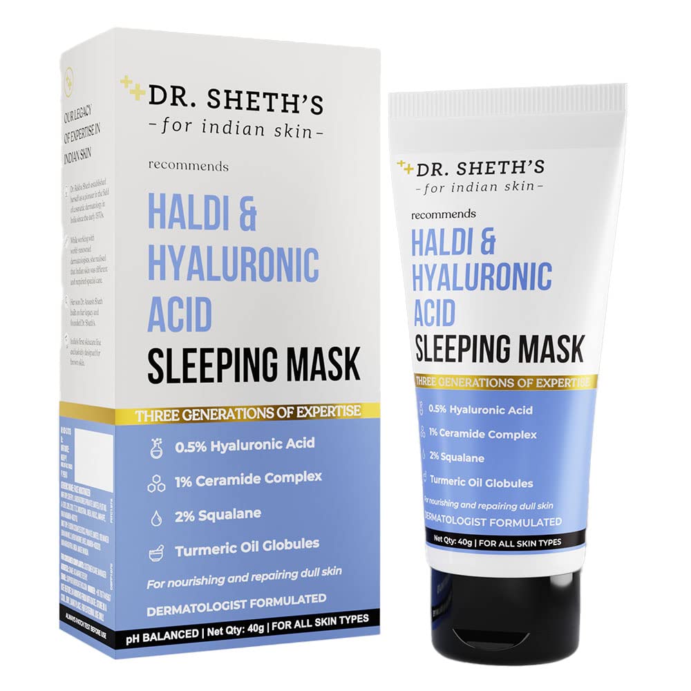 Dr. Sheth's Turmeric & Hyaluronic Acid Sleeping Gel Face Mask | Hydrates & Plumps skin | Soothes & Repairs Tired Skin | Anti Dullness Sleep Mask | Beauty & Personal Care Dr. Sheth's