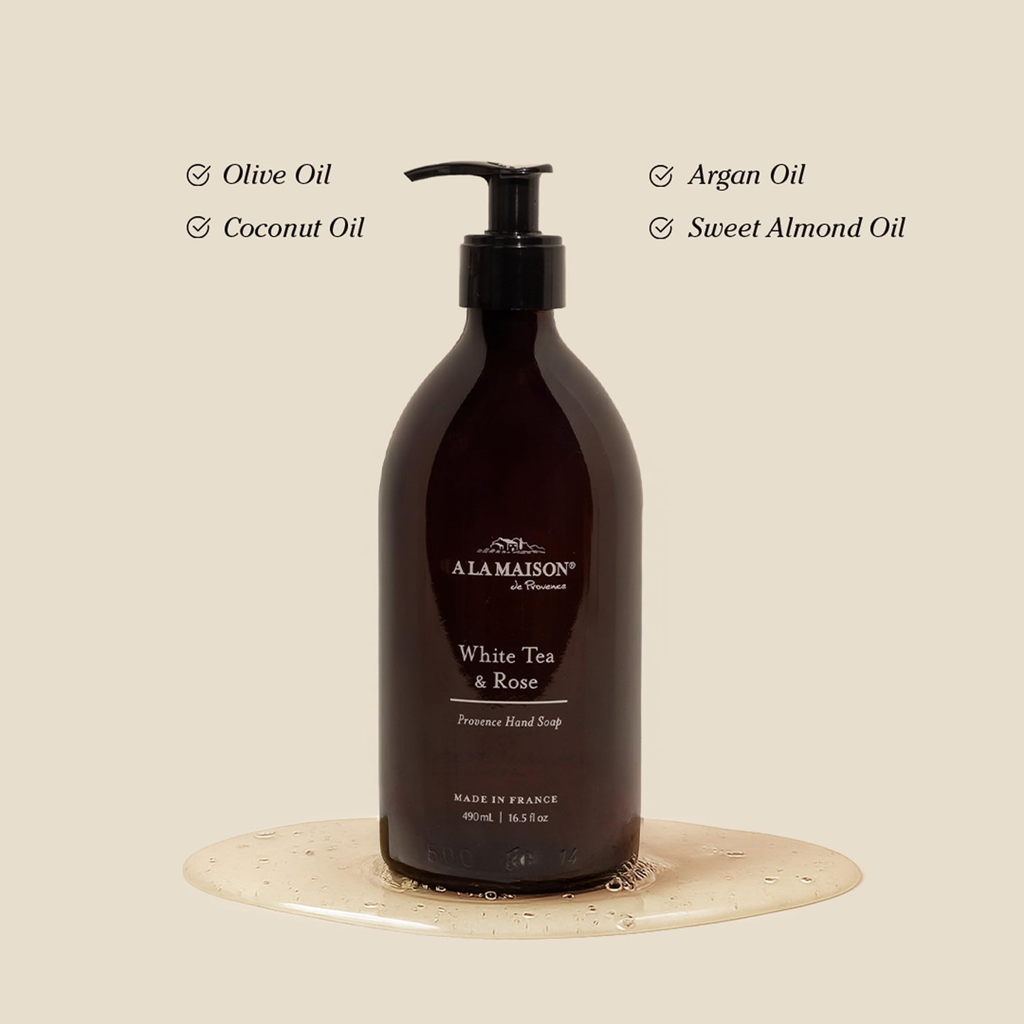 A LA MAISON Hand Soap Gift Set - Glass Hand Wash, Eco-Friendly & Recyclable - Plant-Based, Biodegradable, Made in France - 16.9 fl oz - Amber Beauty & Personal Care A LA MAISON
