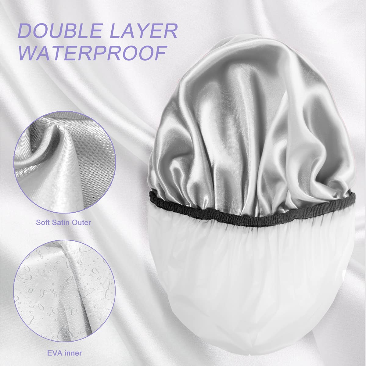 Aquior Shower Cap,Shower Caps for Women Long Hair,Silky Satin Hair Bonnet Reusable Bathing Cap,Extra Large for All Hair Length,4 Colors Beauty & Personal Care Aquior