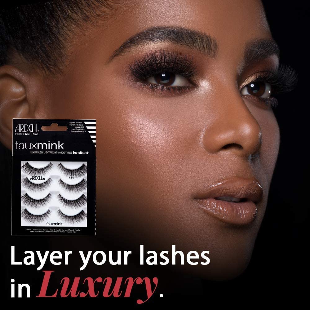 Ardell Faux Mink Lashes 811 False Eyelashes - Lightweight Natural Faux Mink Strip Wispy Lashes with Invisiband, 4 Pairs, 1 Pack Beauty & Personal Care Ardell
