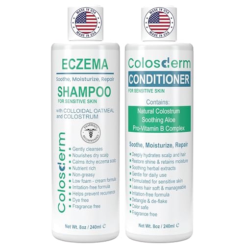 Eczema Cream Shampoo and Conditioner Scalp Treatment for Sensitive Skin for Kids & Adults- Colostrum & Colloidal Oatmeal -Itchy Scalp Anti Dandruff Beauty & Personal Care Colosderm