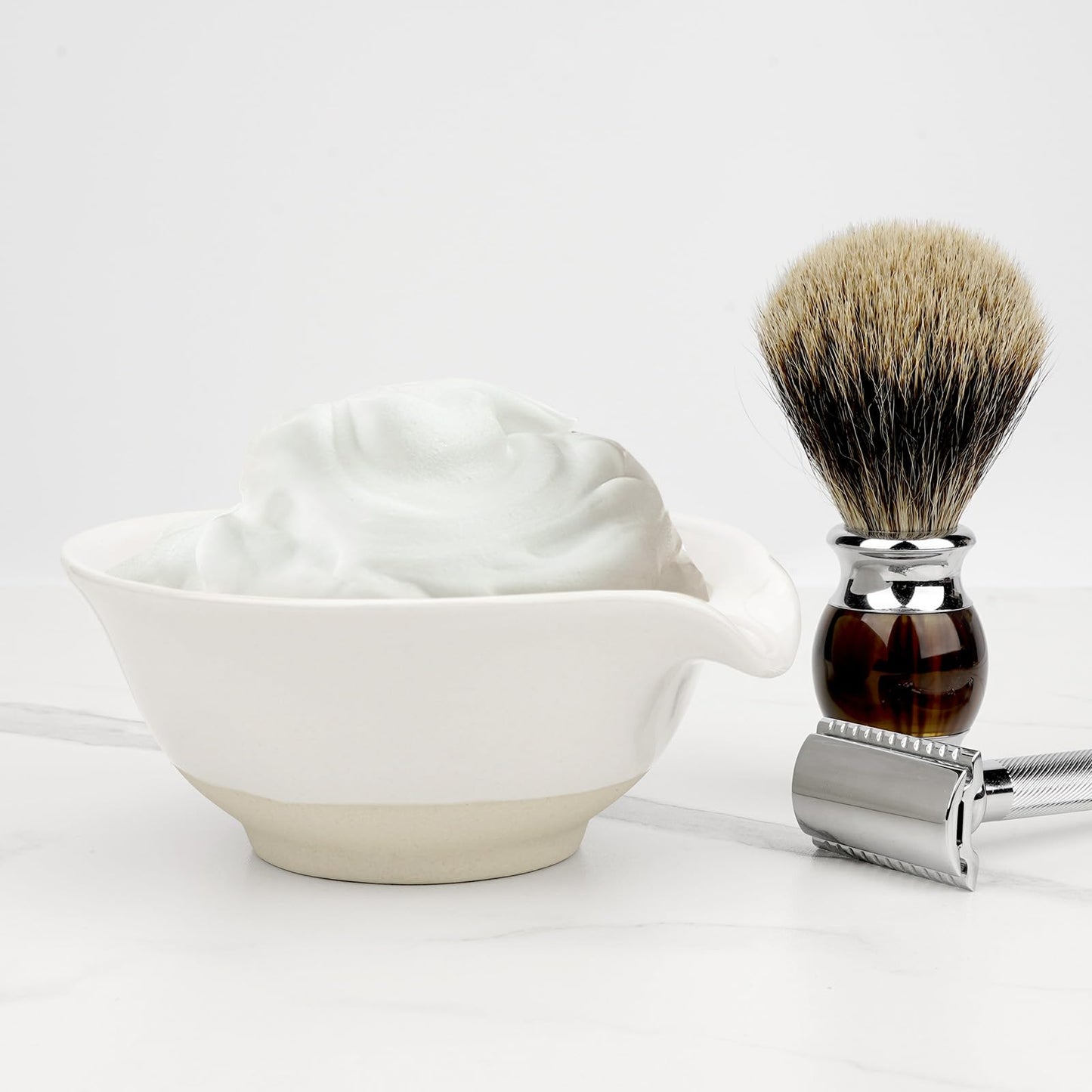 Linkidea Ceramic Shaving Bowl, Shaving Soap Lather Mug Cup for Men, Wide Mouth Barber Beard Wet Razor Shave Cream Cup Beauty and Personal Care Linkidea