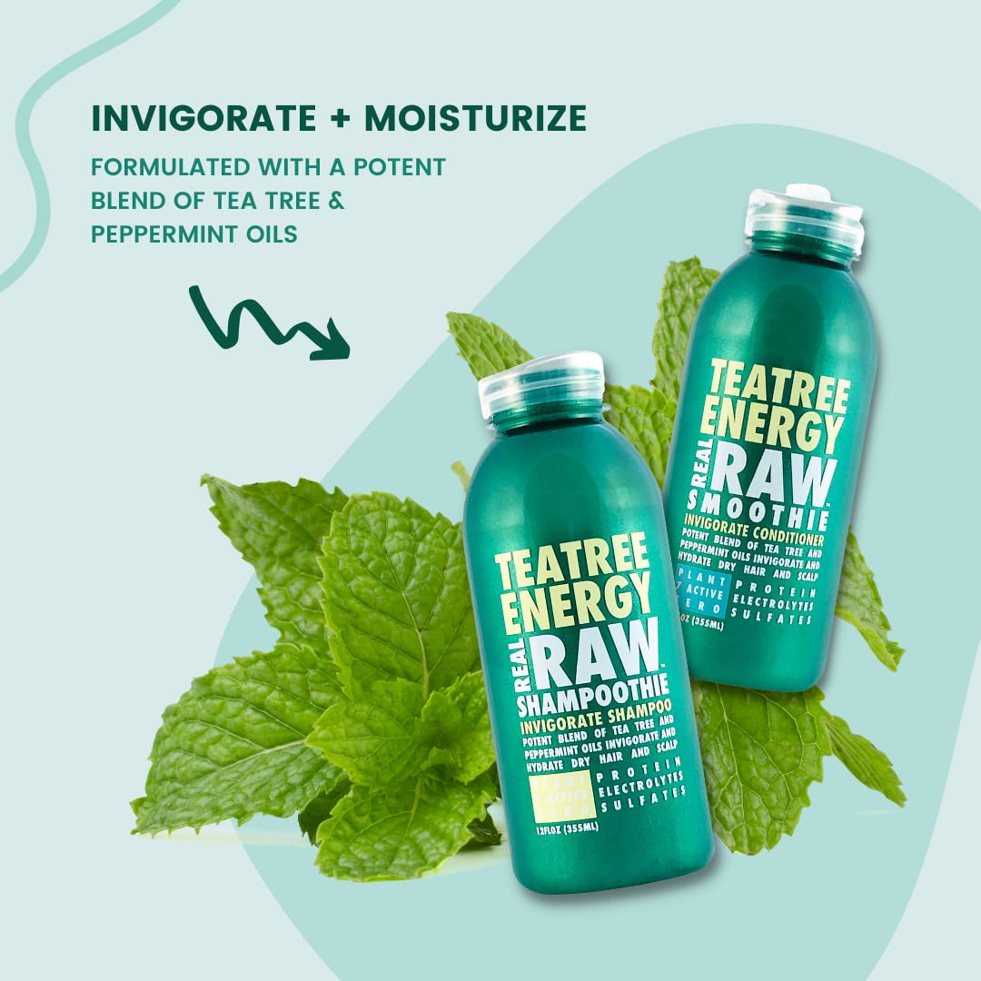 Real Raw Tea Tree Shampoo & Conditioner set - Cleanse, Hydrate + Invigorate - No Water 100% Pure Aloe Juice & Coconut Water - Sulfate & Paraben Free Beauty & Personal Care Real Raw