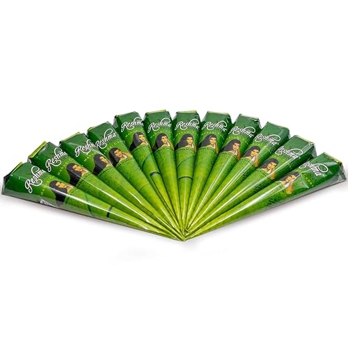 Reshma Beauty 12 Pack of Rajasthani Jumbo Henna Cones for Hair, 50g Each-Almost Double the Size of Regular Cones, 100% Natural Ready-to-Use Henna Beauty & Personal Care Reshma Beauty