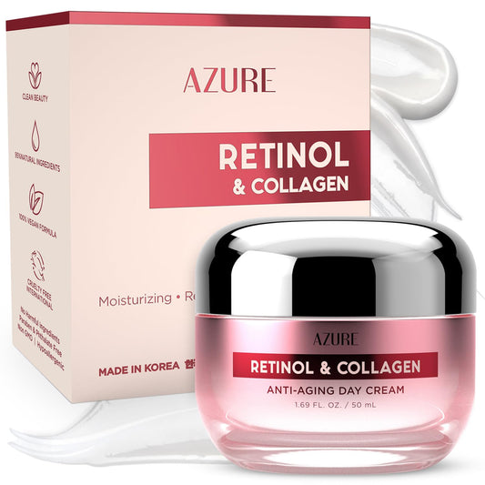 Azure Cosmetics Retinol & Collagen Moisturizer For Face - Dermatologist Tested, Anti-Aging - Skin Tightening, Fine Lines and Wrinkles Treatment Face Beauty & Personal Care Azure Cosmetics