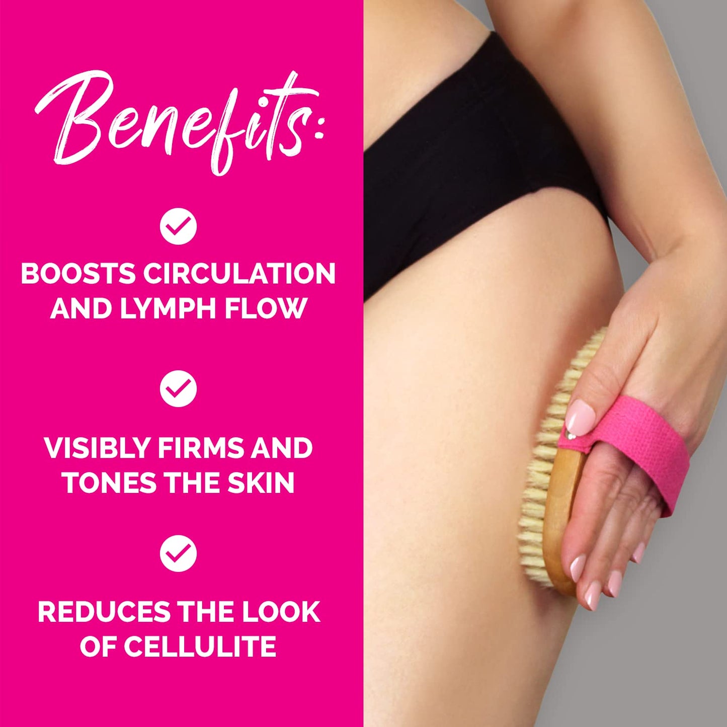Tone & Glow Body Brush - Dry Brush for Cellulite and Lymphatic Drainage with Natural Bristles for Exfoliation and Skin Tightening Beauty and Personal Care Cheeky Physique