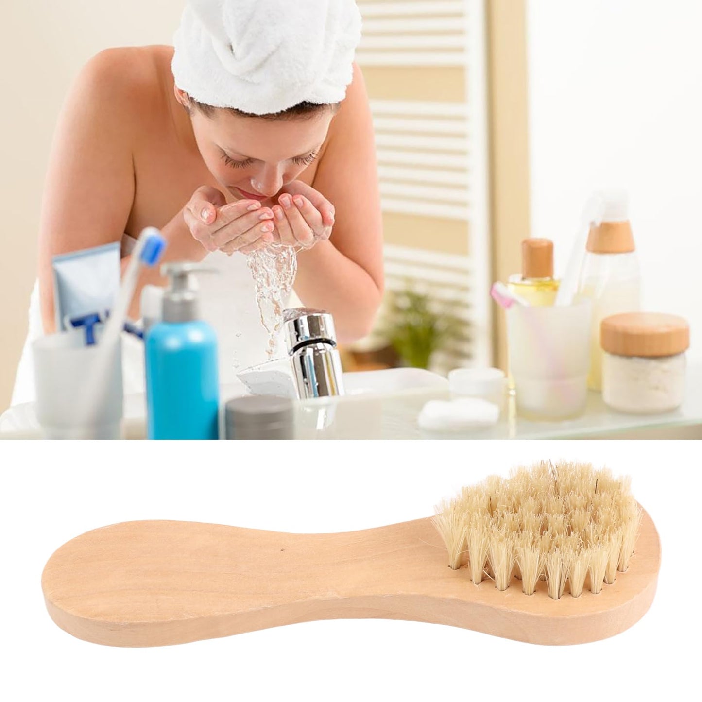 Sonew Face Brushes for Cleansing and Exfoliating Soft Wood Handle Brushing Scrubbing Skin Cleaning Scrub Scrubber Brush for Men Women Beauty & Personal Care Sonew