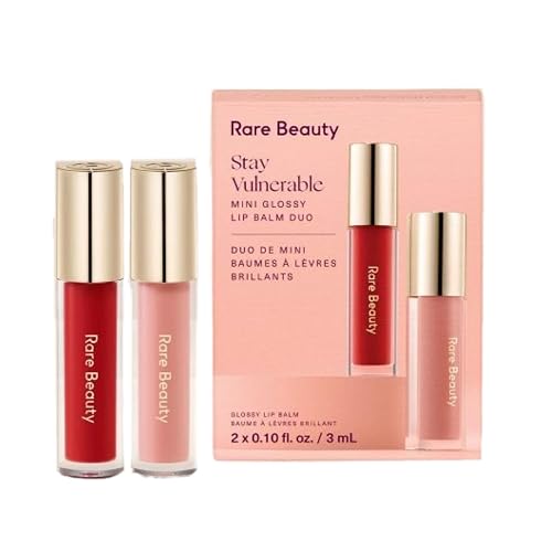 Rare Beauty Stay Vulnerable Mini Glossy Lip Balm Duo - Nearly Petal and Nearly Scarlet - Travel Size Beauty & Personal Care Rare Beauty