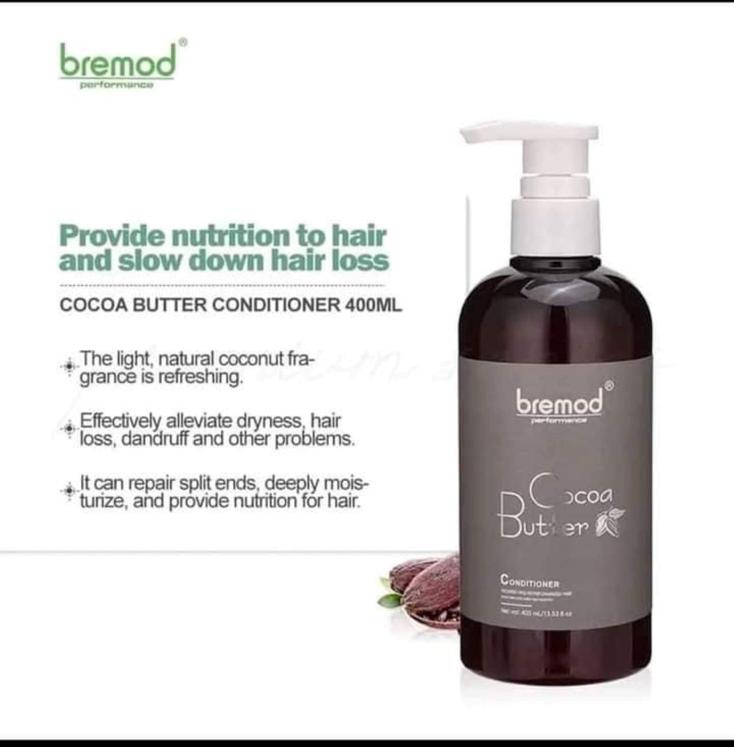 BREMOD Performance Cocoa Butter Shampoo and Conditioner, 400ml Each Beauty & Personal Care Bremod Performance