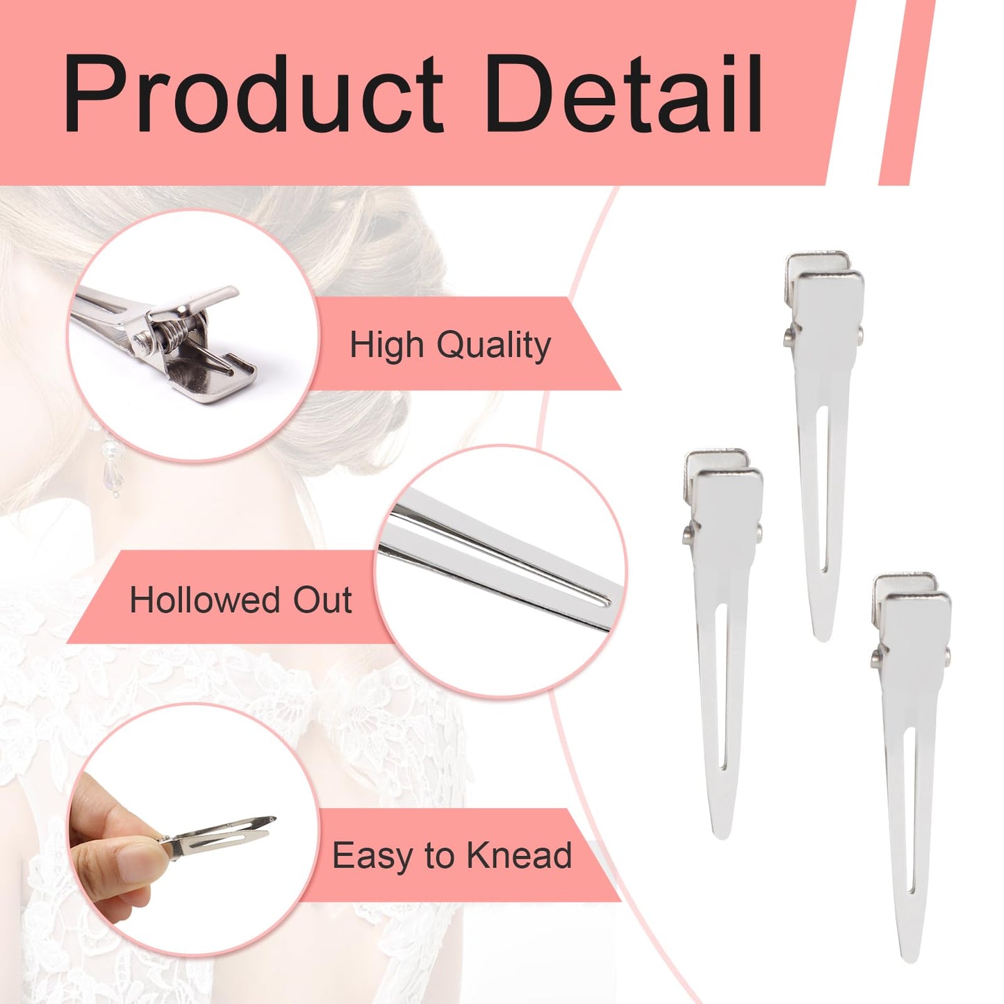 SBYURE 100 Pack 1.77 Inch Single Prong Pin Curl Duckbill Clips,Silver Setting Section Hair Clips Metal Alligator Clips for Hair Extensions Beauty & Personal Care SBYURE