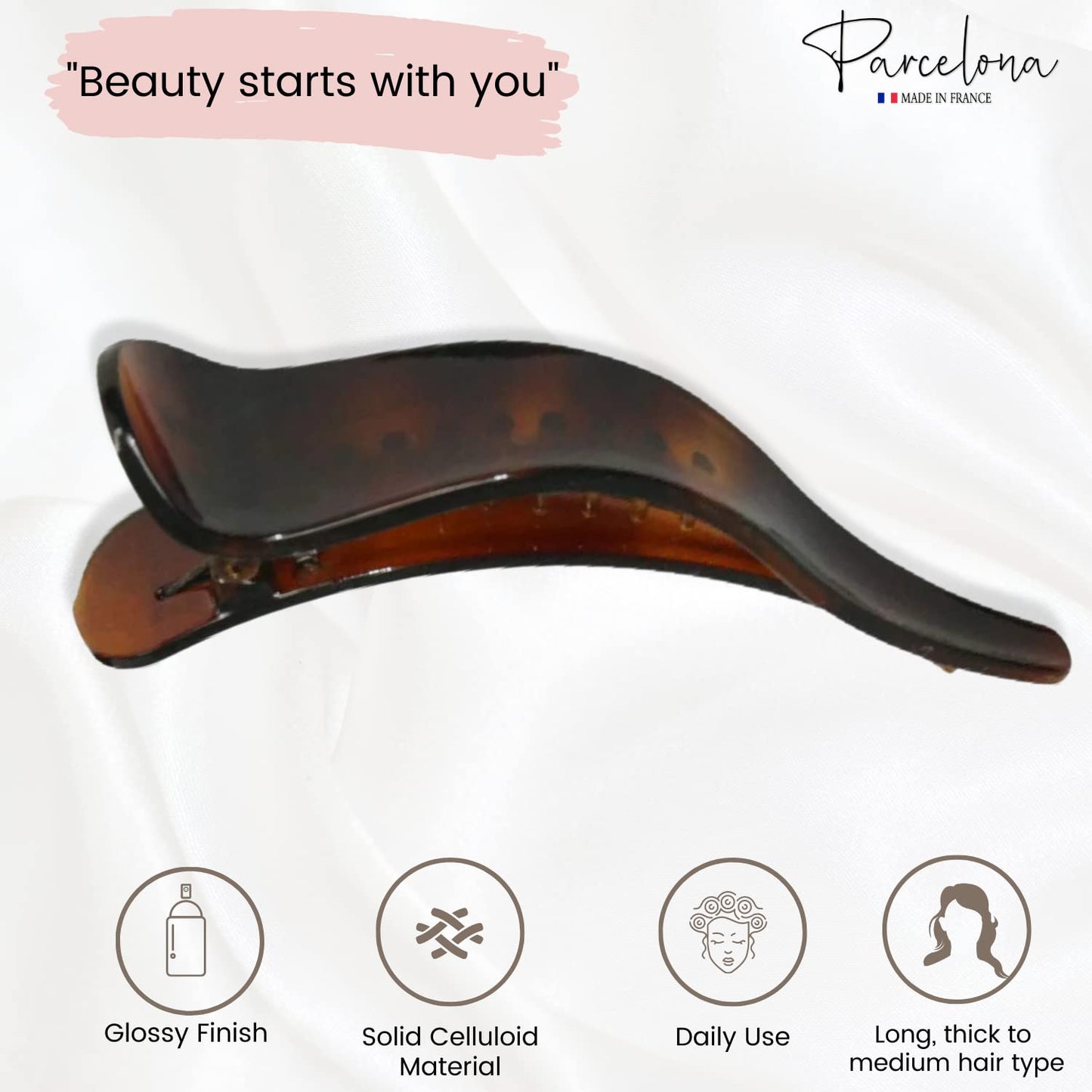 Parcelona French Brill Beak Medium 4 1/2" Shell Small Salon Hinge Slide in Beak Slider Claw Clip Clamp for Women Beauty & Personal Care Parcelona