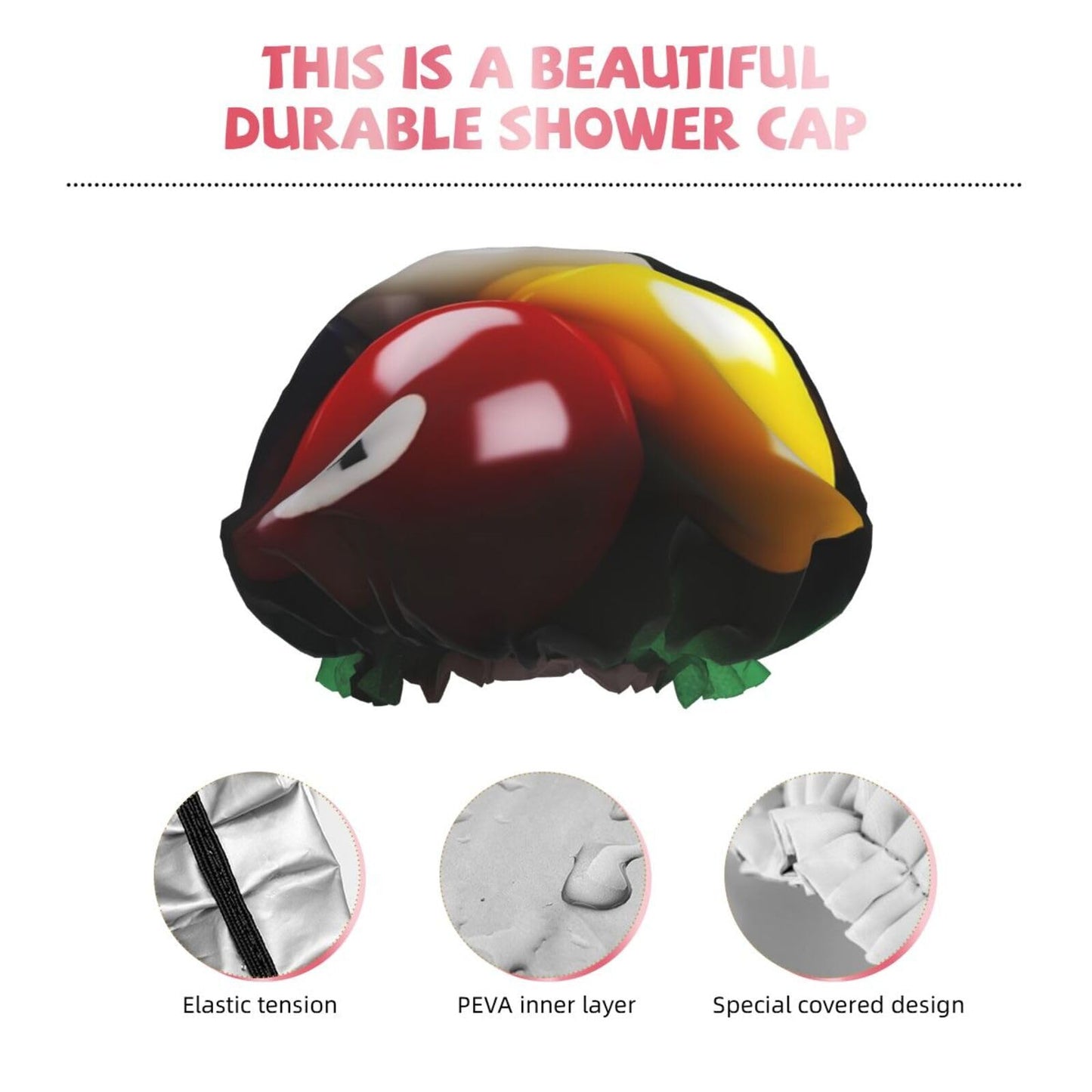 Billiards Shower Cap for Women Men Large Reusable Shower Bonnet Double-Layer Waterproof Bath Caps Elastic Band Hair Hat for All Hairstyles Beauty and Personal Care BWLHJKE