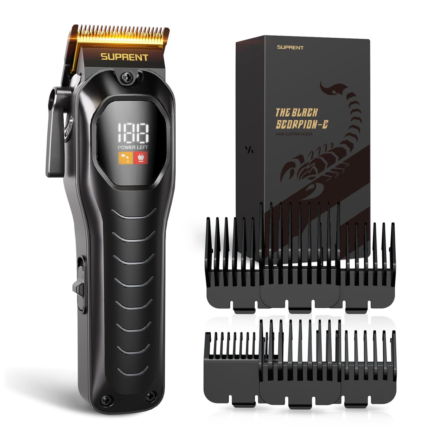 SUPRENT Mens Hair Clipper-Rechargeable Hair Cutting Kits with LED Display, Cordless Hair Clipper for Home Use & Barbers (Black) Beauty and Personal Care SUPRENT
