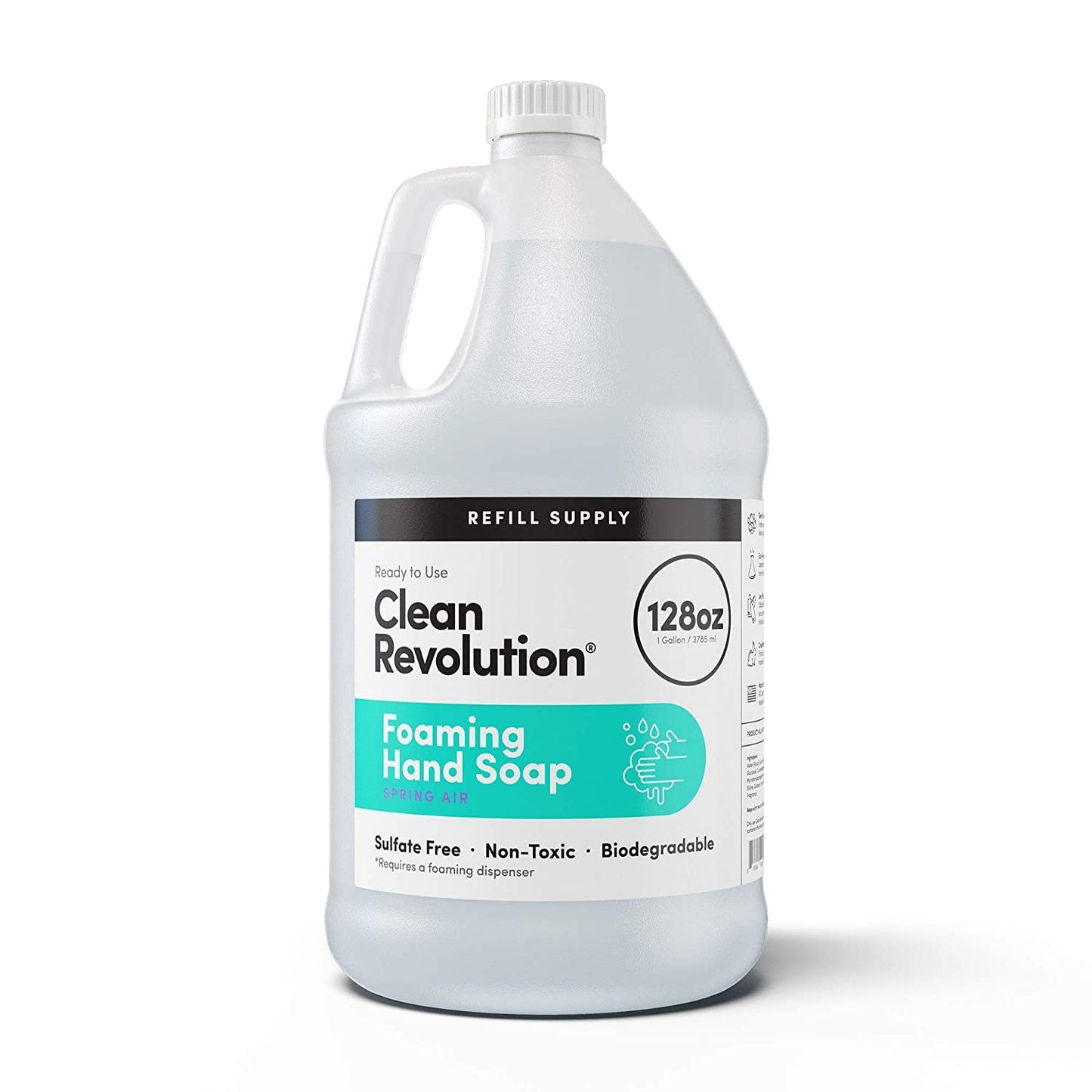 Clean Revolution Foaming Hand Soap Refill Supply Container, Ready to Use Formula, Spring Air Fragrance, Gluten Free, 128 Fl. Oz Beauty & Personal Care Clean Revolution