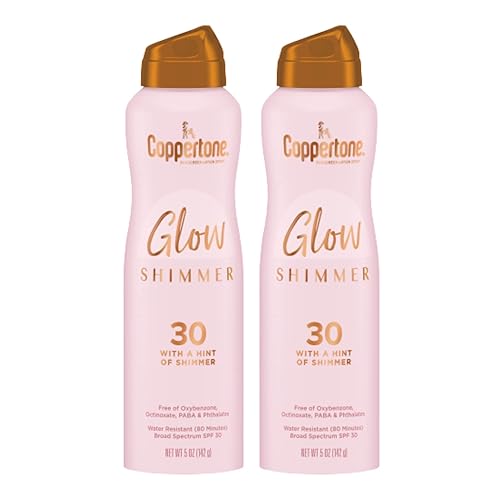 Coppertone Glow Shimmer Sunscreen Spray SPF 30, Water Resistant Broad Spectrum SPF 30 Spray Sunscreen, Free From Parabens, PABA, Phthalates Beauty & Personal Care Coppertone