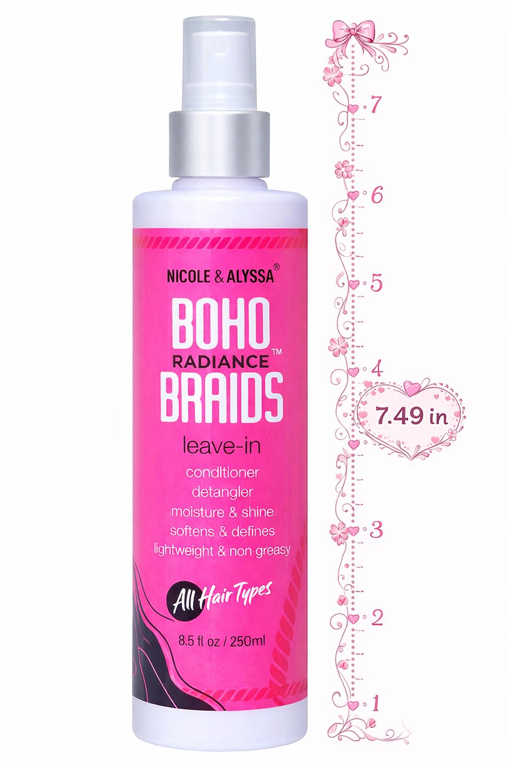 Nicole & Alyssa Leave-In Conditioner Spray for Boho & Crochet Styles, Lightweight Moisturizing Detangler, Curl-Friendly Formula, Frizz Control Beauty & Personal Care Nicole & Alyssa