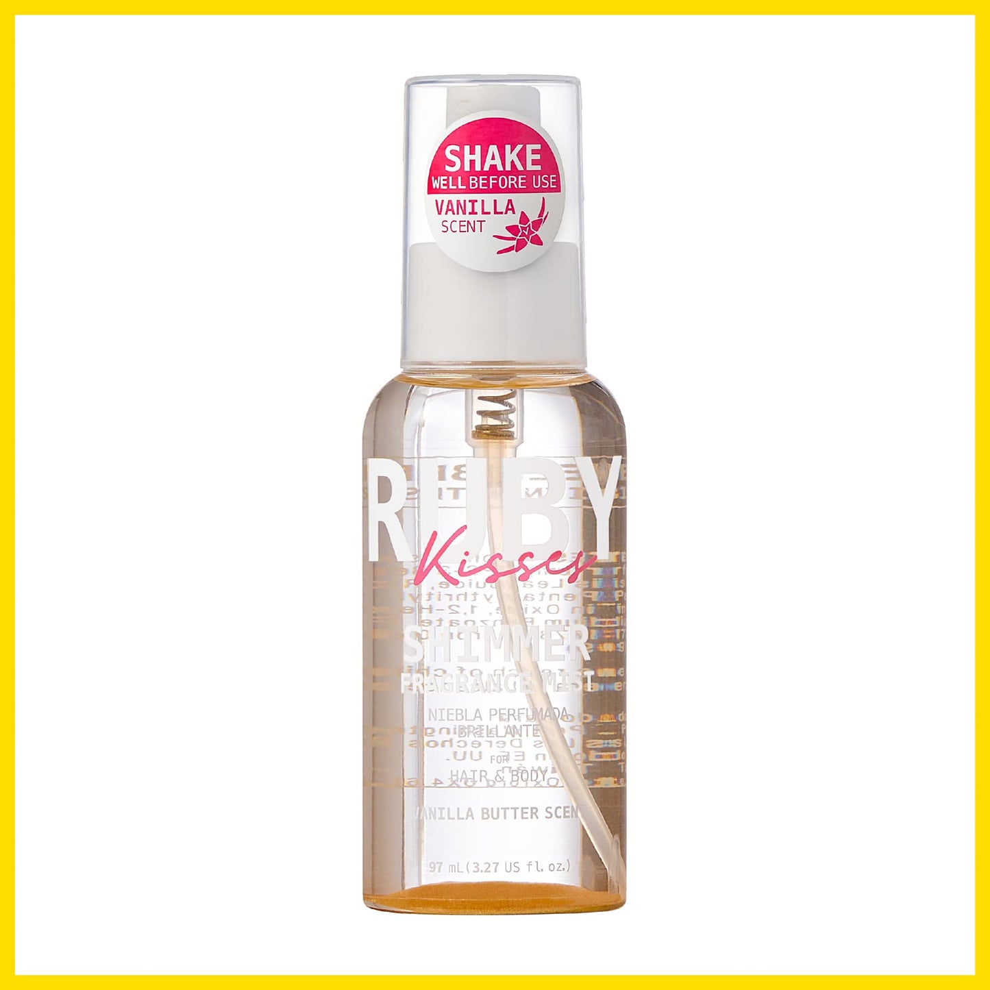 Ruby Kisses Shimmer Fragrance Body and Hair Mist Spray, Vanilla Glitter Body Perfume Spray, Skin Perfume, Liquid Illuminator Highlighter for Skin Beauty & Personal Care Ruby Kisses