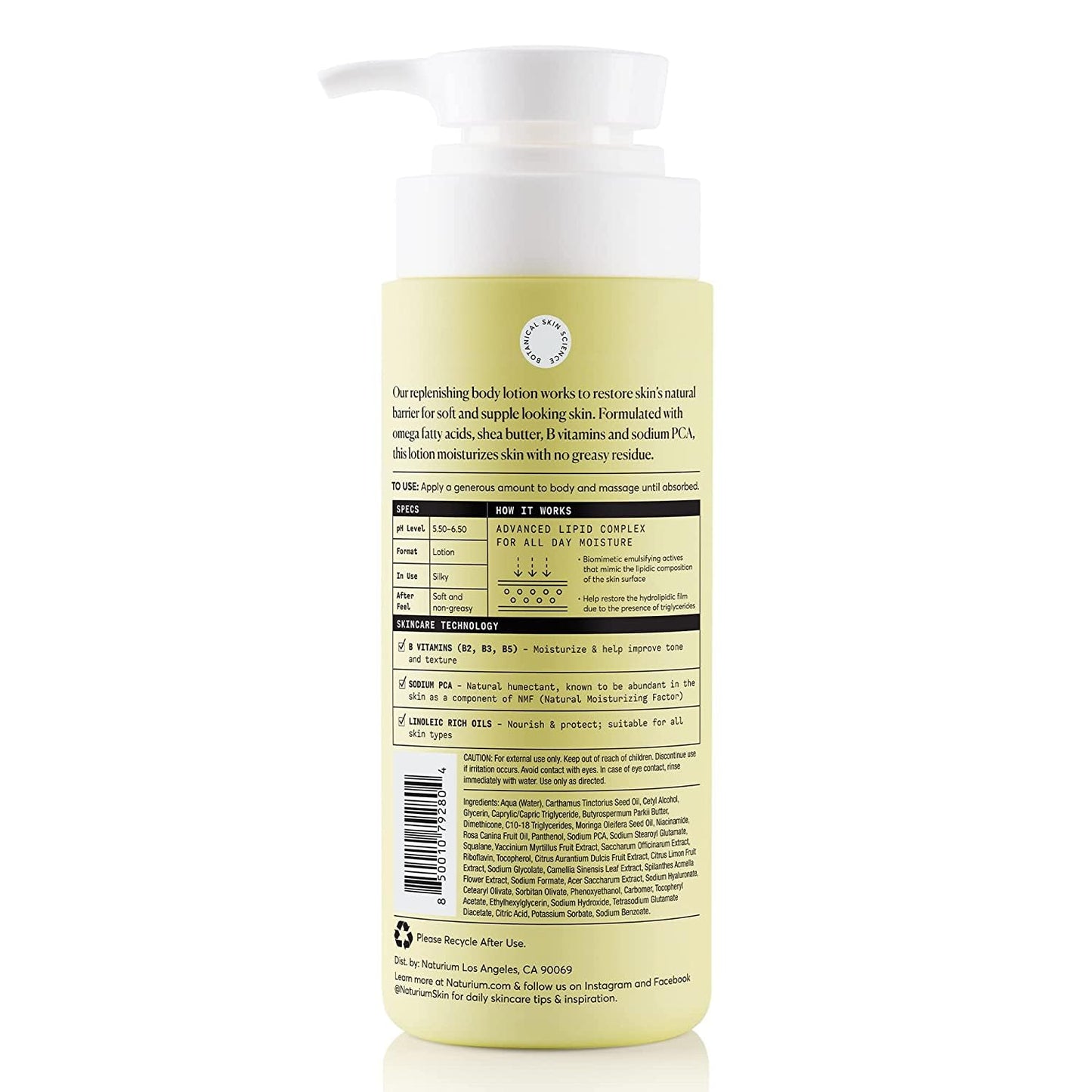 Naturium Bio-Lipid Restoring Moisturizing Body Lotion with Shea Butter, Fragrance Free, 14 oz Beauty & Personal Care Naturium