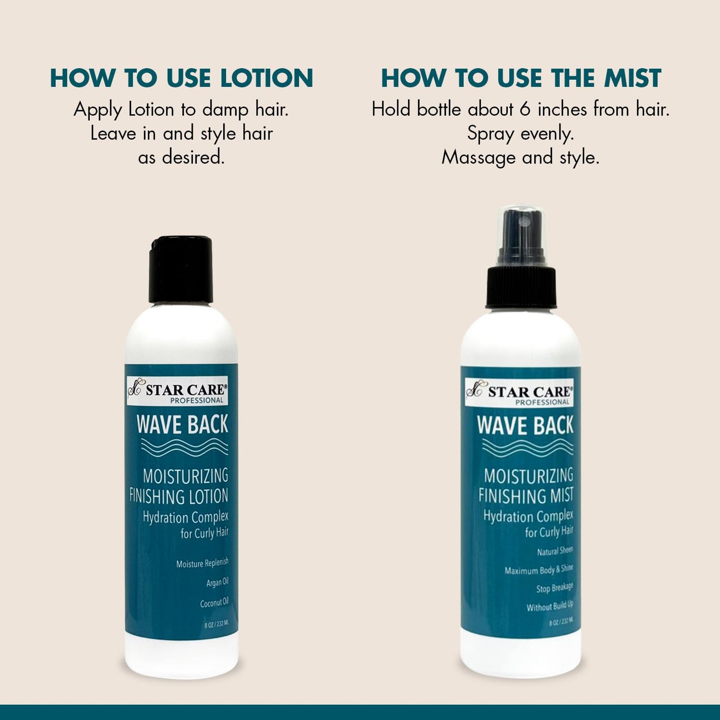 STAR CARE Wave Back Curl Lotion & Mist Set Curl Defining Leave-In Lotion, Enhancing Finishing Mist for Curly & Wavy Hair, Anti-Frizz Hydrating Bundle Beauty & Personal Care STAR CARE