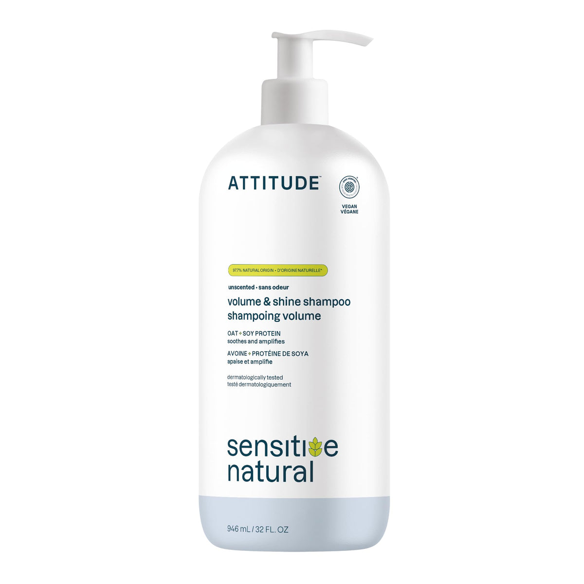 ATTITUDE Hair Shampoo for Sensitive Dry Scalp, EWG Verified, Soothing Oat, For Thin Hair, Naturally Derived Ingredients, Vegan and Plant-Based, Volume Beauty & Personal Care ATTITUDE