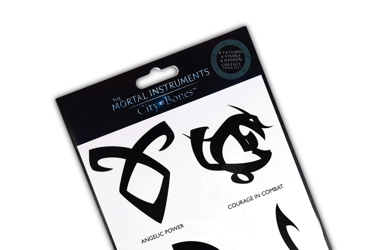 The Mortal Instruments: City Of Bones Battle Runes Tattoos - Temporary Tattoo 8-Pack - Fake Black Ink for Men, Women & Kids - Cool Face, Body, Hand
