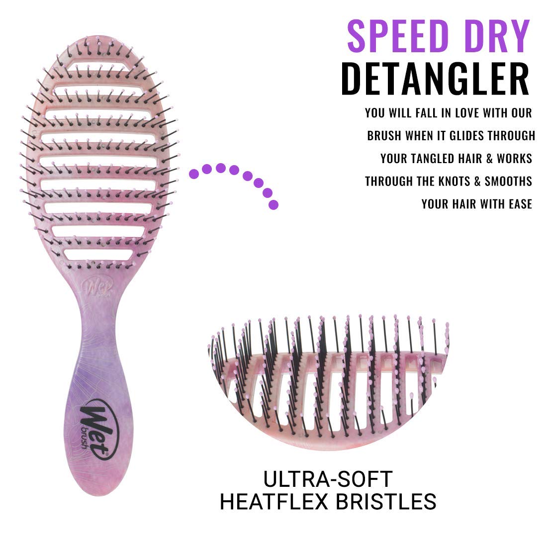 Wet Brush Speed Dry Hair Brush - Sea Shells - Vented Design and Ultra Soft HeatFlex Bristles Are Blow Dry Safe With Ergonomic Handle Manages Tangle