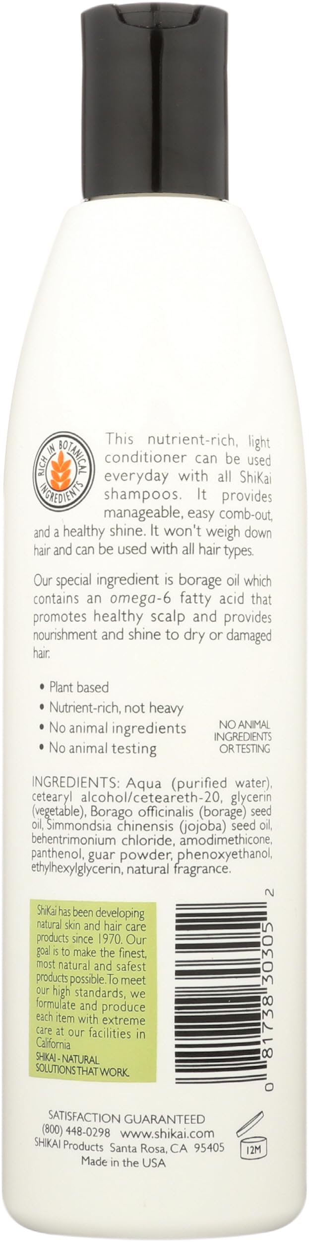 ShiKai Everyday Hydrating Conditioner (Unscented, 12oz) | With Borage & Jojoba Oil | Promotes Healthy Scalp | Nourish & Shine | Vegan