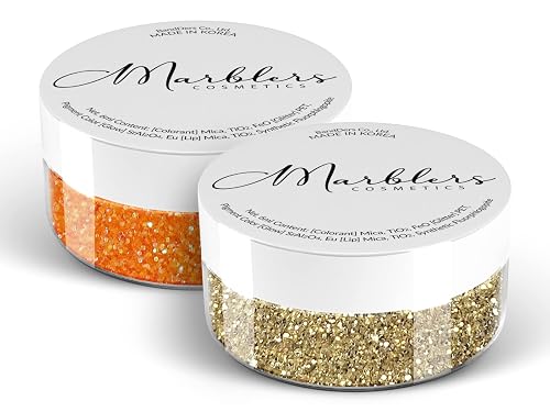 MARBLERS Twinkle Face & Body Glitter Duo [Rainbow Orange & Light Gold] 0.36oz (10g) | Non-Toxic | Cruelty-Free | Eyeshadow, Nail Polish, Nail Art | Beauty & Personal Care MARBLERS