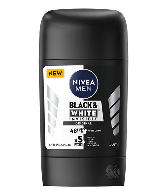 Nivea Black & White Invisible Men Stick Deodorant - 50 ml Beauty and Personal Care NIVEA
