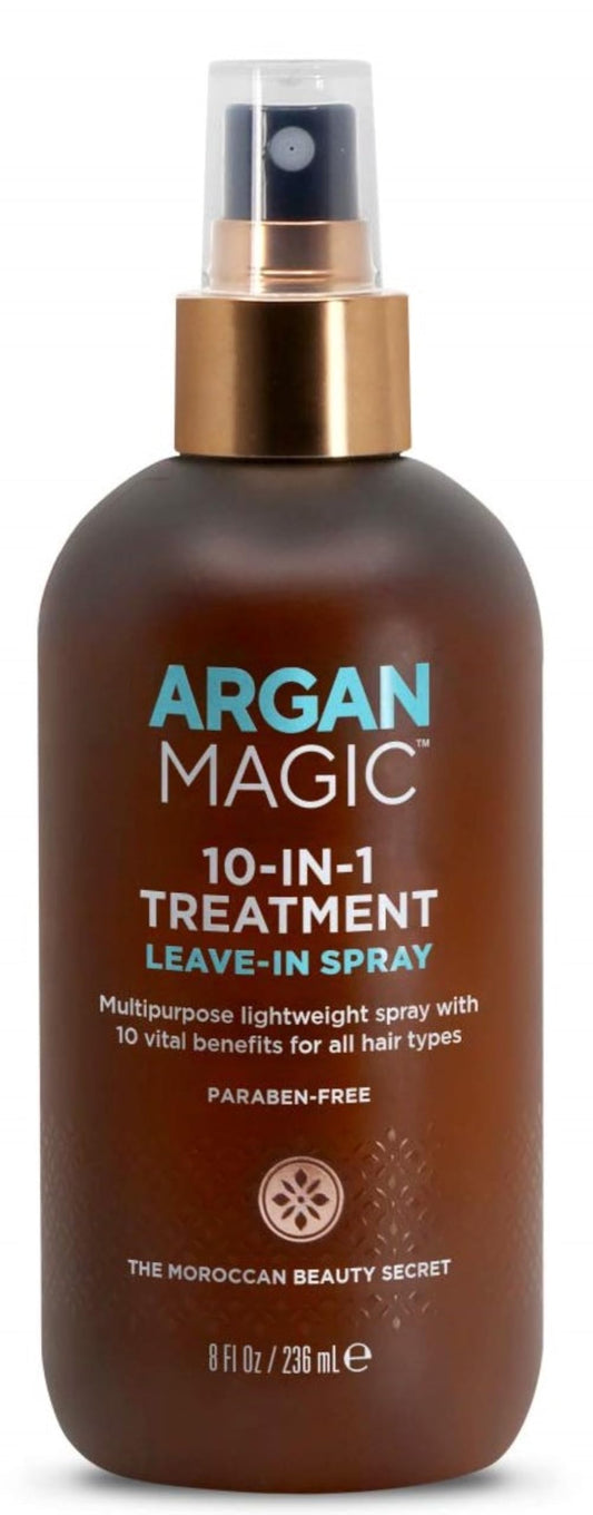 Argan Magic 10 in 1 Hair Treatment & Stylizing Spray - Multipurpose Leave in Spray for all Hair Types | Paraben Free, (8 oz)