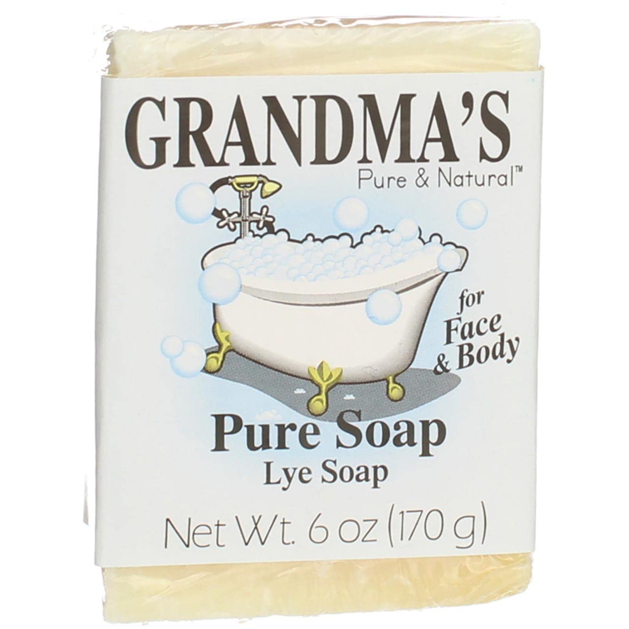 Grandma's Pure Lye Soap Bar - 6.0 oz Unscented Face & Body Wash Cleans with No Detergens, Dyes & Fragrances - 60018, pack-of-6 Beauty & Personal Care GRANDMA'S PURE & NATURAL